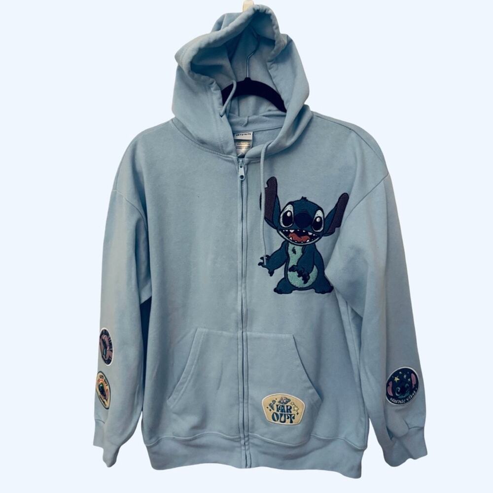 Disney Stitch Embroidered Fleece Hooded Sweater Size Large NWOT - Picture 2 of 6